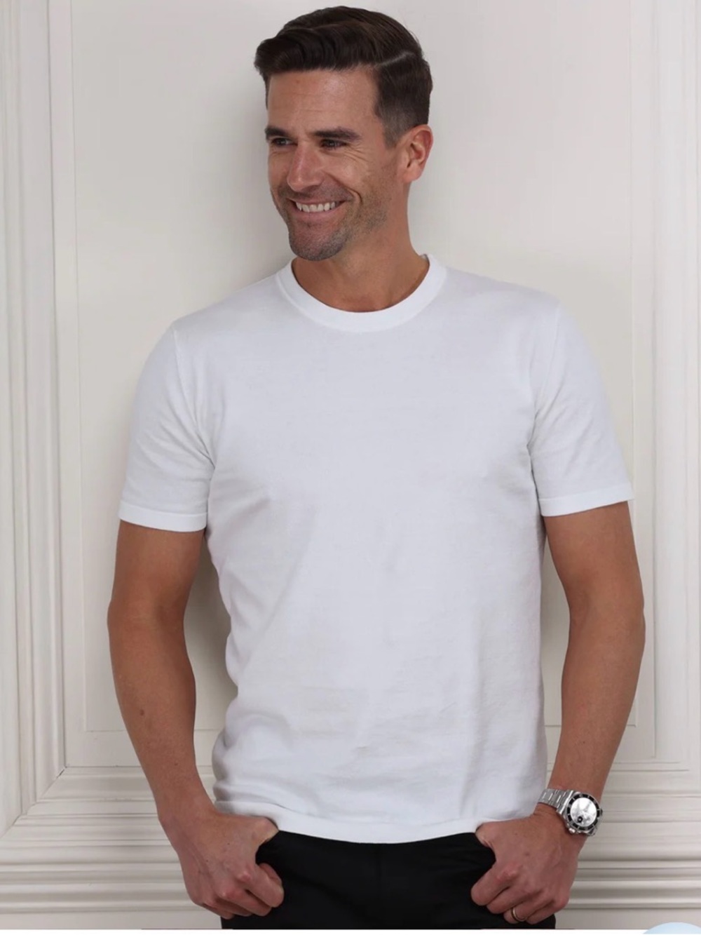 Collar & Co. | Men’s L | Lucca Luxury Touch Cotton and Silk T-Shirt White NWOT - Picture 2 of 4